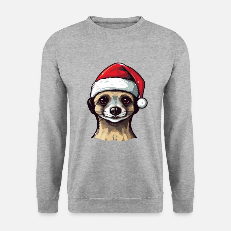 Erdmännchen Weihnachten Tier Kopf - Unisex Pullover - Weißgrau meliert