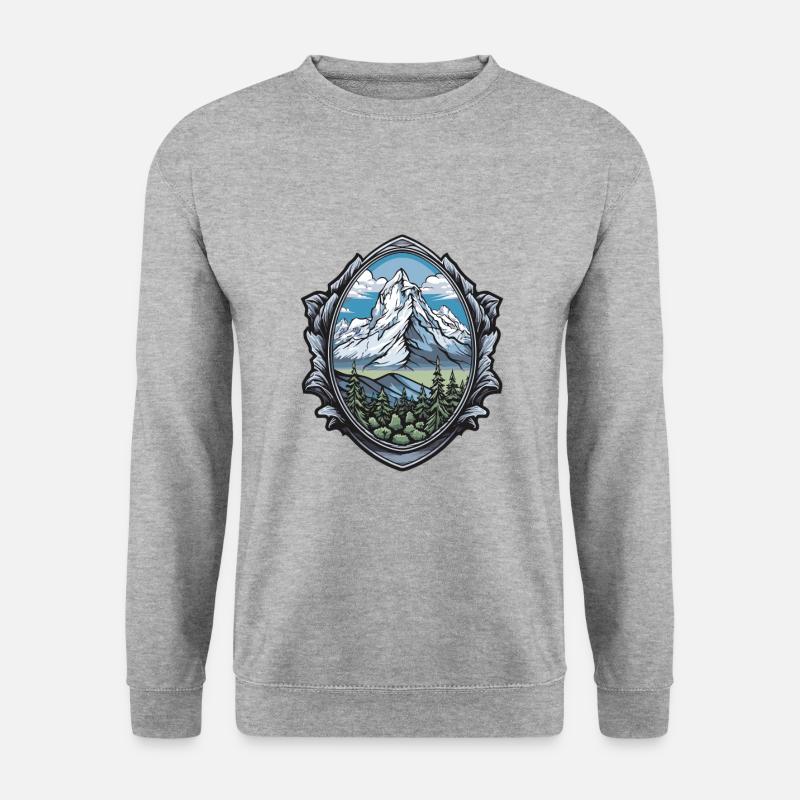 Mountains Winter Symbol - Unisex Pullover - Weißgrau meliert