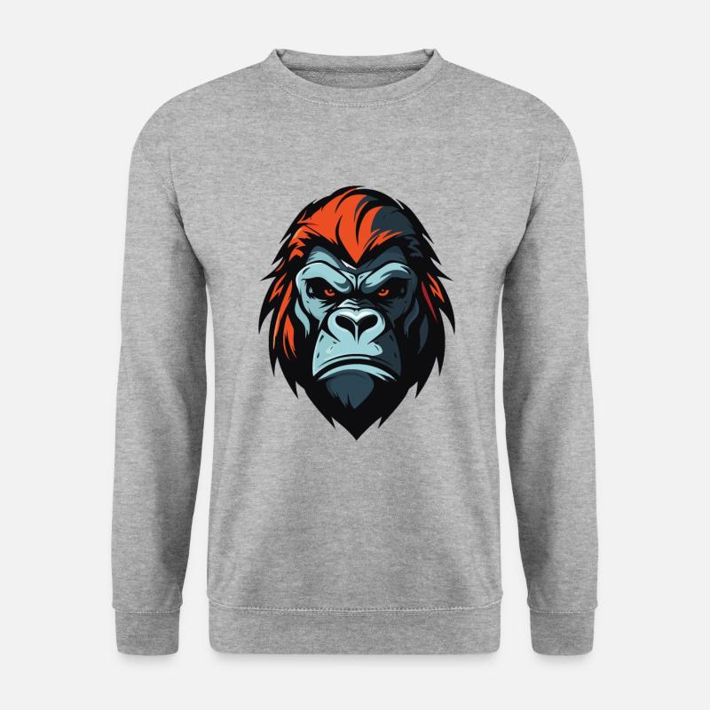 Gorilla Kopf - Unisex Pullover - Weißgrau meliert