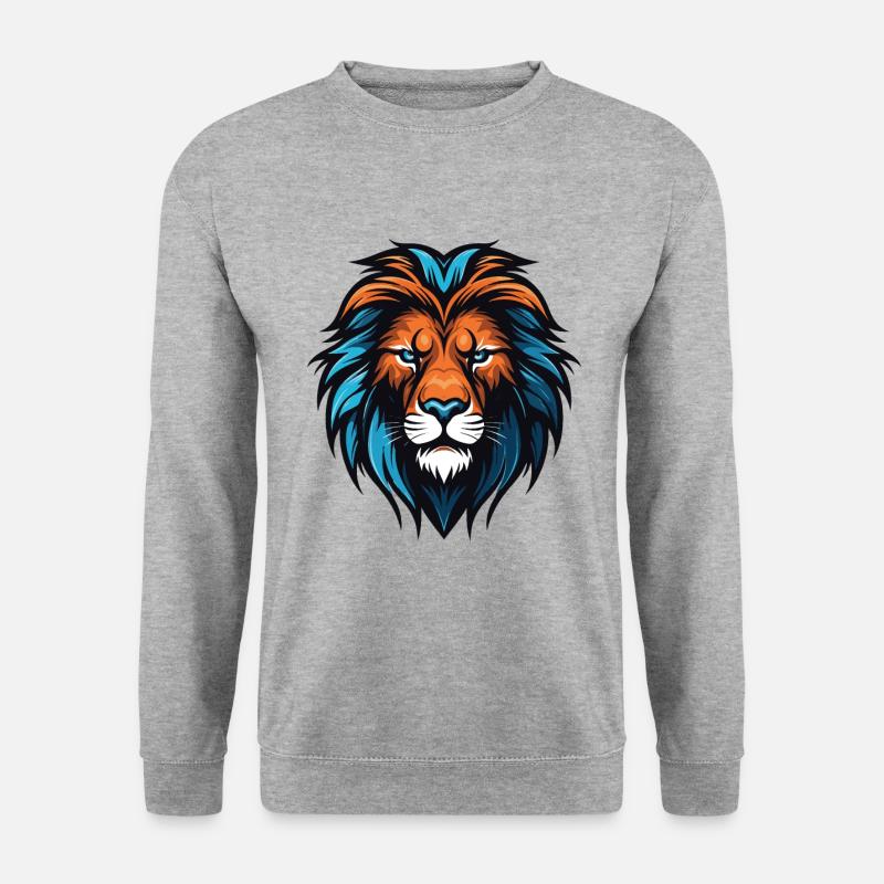 Löwe Kopf - Unisex Pullover - Weißgrau meliert