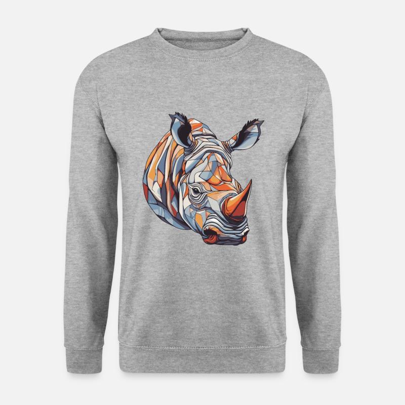 Nashorn Kopf - Unisex Pullover - Weißgrau meliert