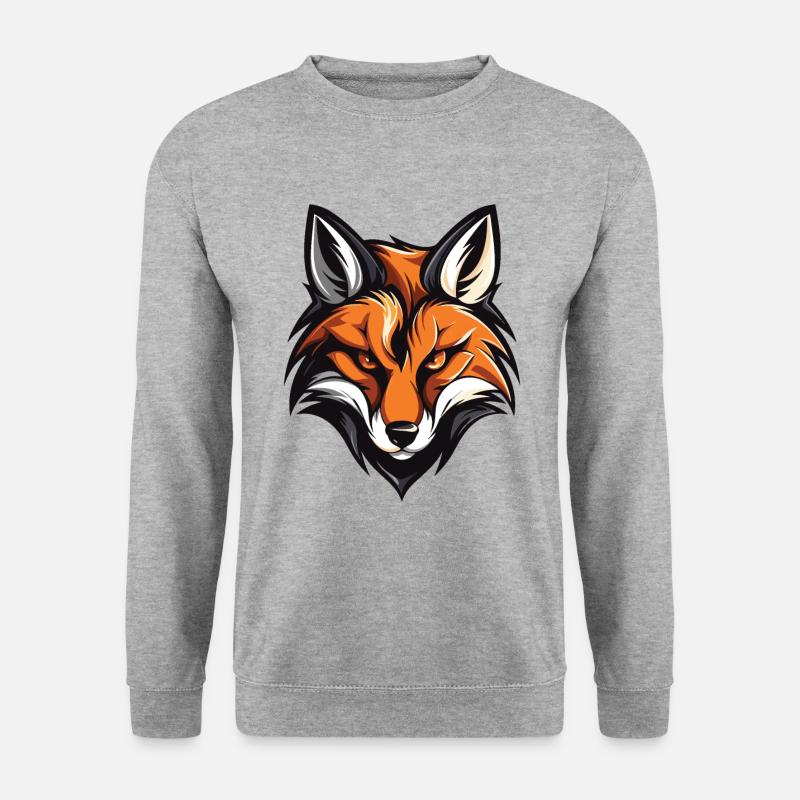 Fuchs Kopf - Unisex Pullover - Weißgrau meliert