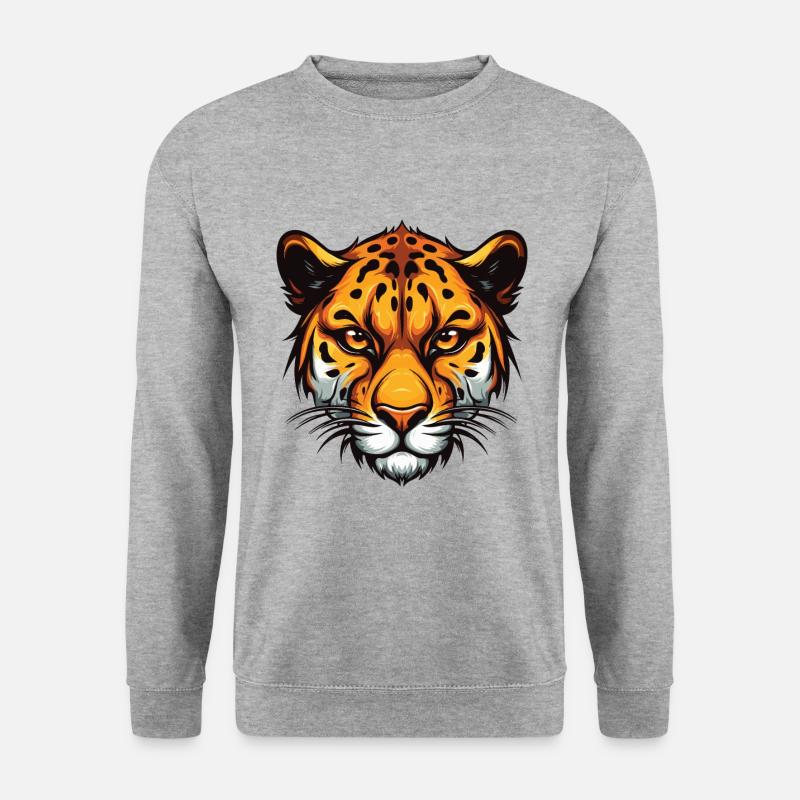 Gepard Kopf - Unisex Pullover - Weißgrau meliert