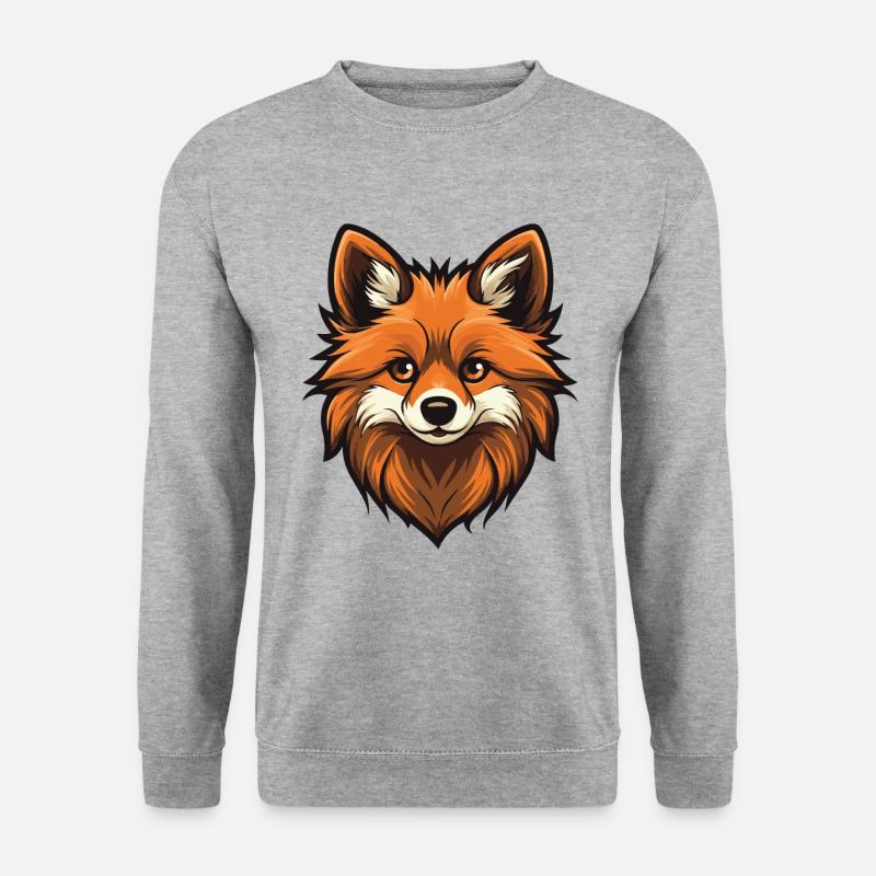 Pomeranian Hund Kopf - Unisex Pullover - Weißgrau meliert