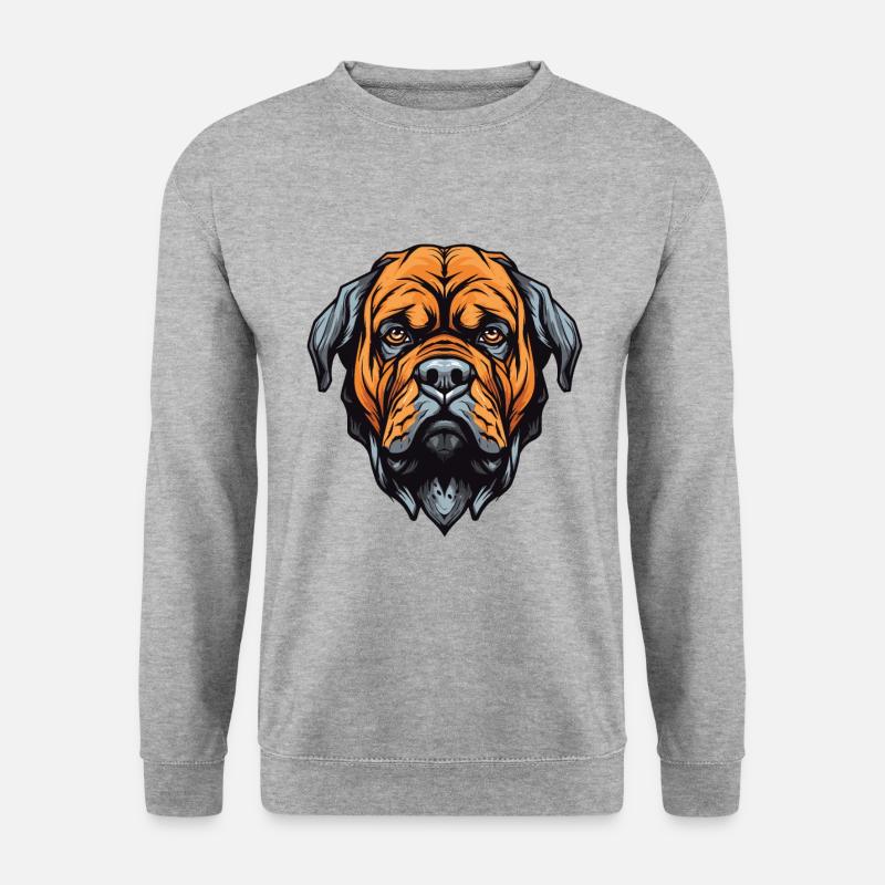 Mastiff Hund Kopf - Unisex Pullover - Weißgrau meliert
