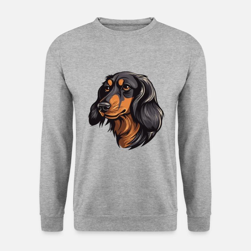 Dachshund Hund Kopf Dackel - Unisex Pullover - Weißgrau meliert