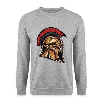 Spartaner Helm Krieger Sparta - Unisex Pullover - Weißgrau meliert - Vorne - Alina (178cm) & Michal (187cm)