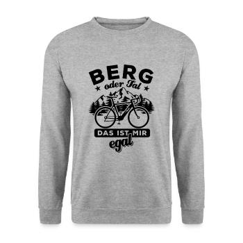 E Bike - Berg oder Tal ist mir egal - Unisex Pullover - Weißgrau meliert - Vorne - Alina (178cm) & Michal (187cm)