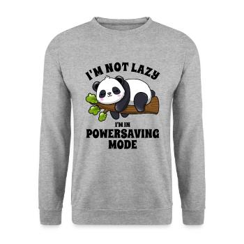 Panda - I'm Not Lazy - in Energy Saving Mode - Unisex Sweatshirt - salt & pepper - Front - Alina (178cm) & Michal (187cm)