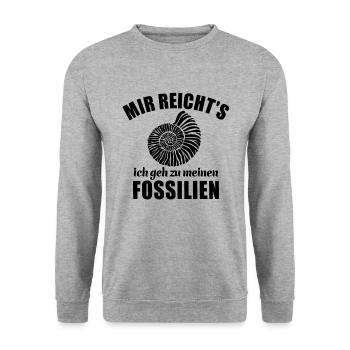 Mir reicht's ich geh zu meinen Fossilien - Unisex Pullover - Weißgrau meliert - Vorne - Alina (178cm) & Michal (187cm)