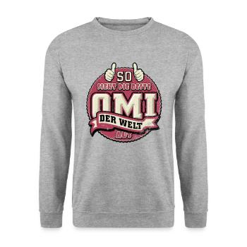 So sieht die beste Omi der Welt aus - Unisex Pullover - Weißgrau meliert - Vorne - Alina (178cm) & Michal (187cm)