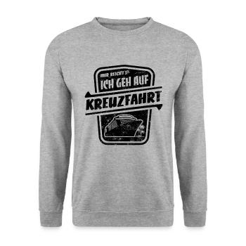 Mir reicht's ich geh auf Kreuzfahrt - retro - Unisex Pullover - Weißgrau meliert - Vorne - Alina (178cm) & Michal (187cm)