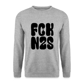 FCK NZS - Against the Right - Never Again Is Now - Unisex Sweatshirt - salt & pepper - Front - Alina (178cm) & Michal (187cm)