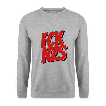 FCK NZS - Gegen Rechts - Nie wieder ist jetzt - Unisex Pullover - Weißgrau meliert - Vorne - Alina (178cm) & Michal (187cm)