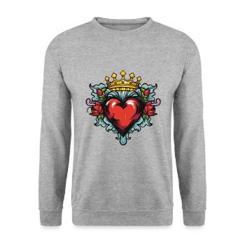 Heart Crown Love - Unisex Sweatshirt - salt & pepper - Front - Alina (178cm) & Michal (187cm)