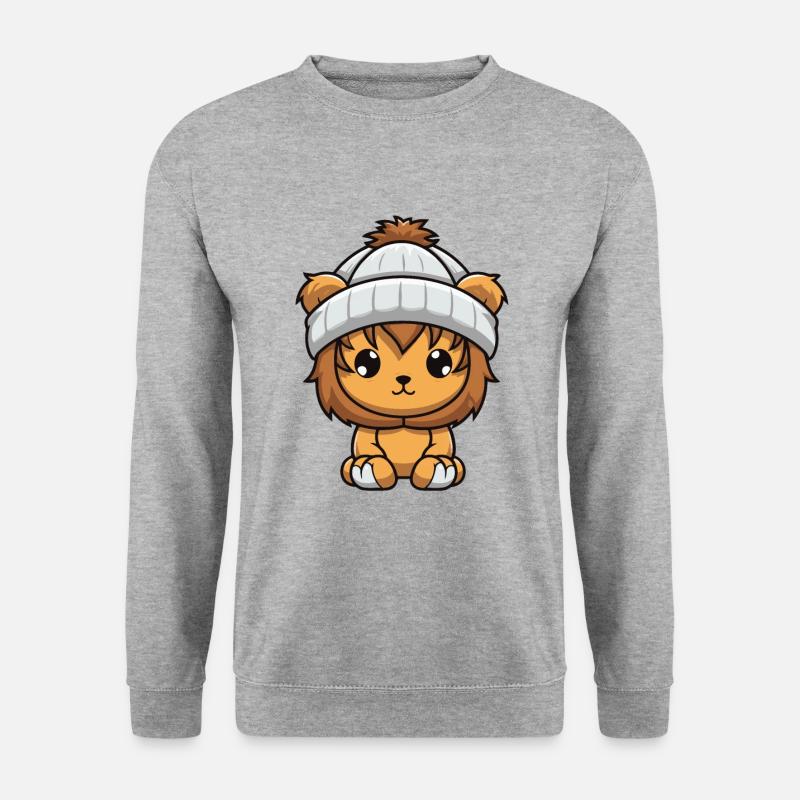 Löwe Tier Baby Comic - Unisex Pullover - Weißgrau meliert