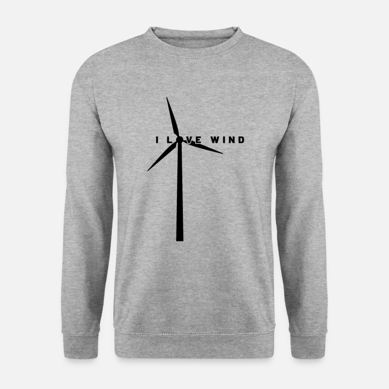 Windkraft - I Love Wind - Windenergie - Windpark - Unisex Pullover - Weißgrau meliert