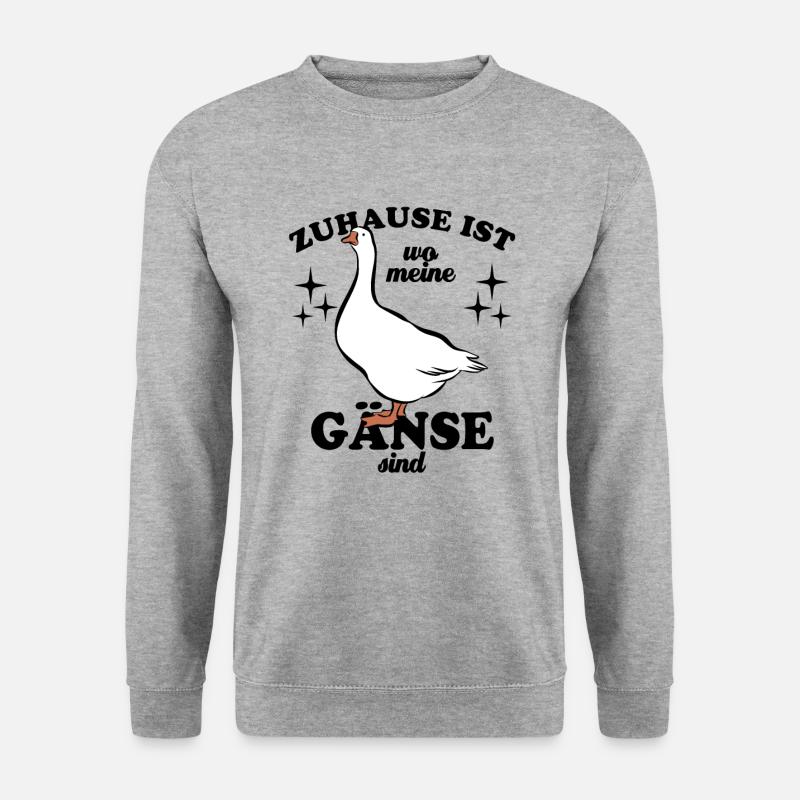 Zuhause ist wo meine Gänse sind - Spruch - Unisex Pullover - Weißgrau meliert