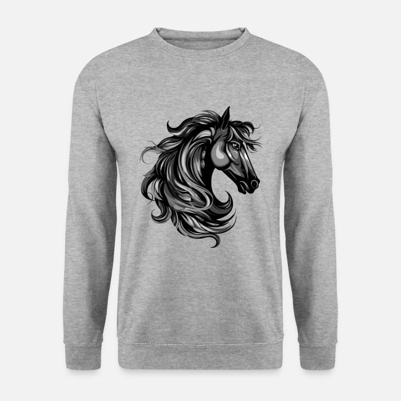 Pferd Tier Kopf - Unisex Pullover - Weißgrau meliert