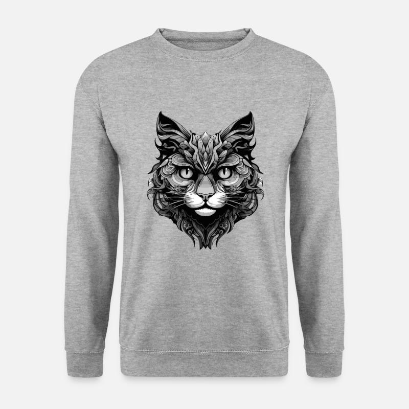 Katze Tier Kater - Unisex Pullover - Weißgrau meliert