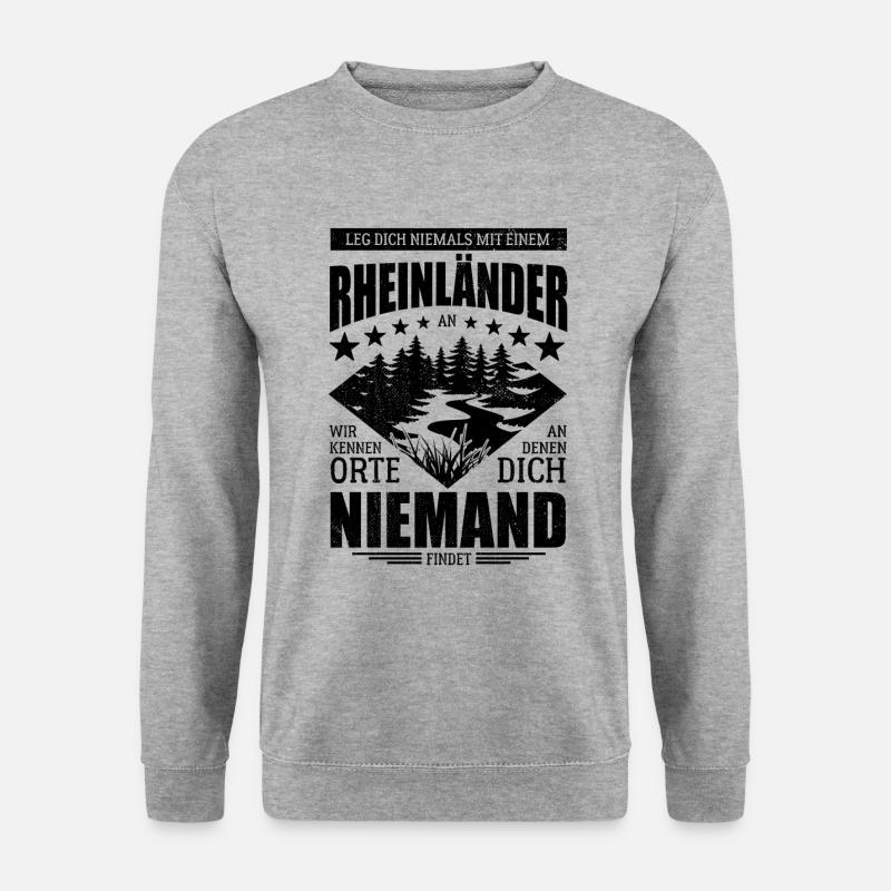 Leg dich nicht mit einem Rheinländer an - Spruch - Unisex Pullover - Weißgrau meliert