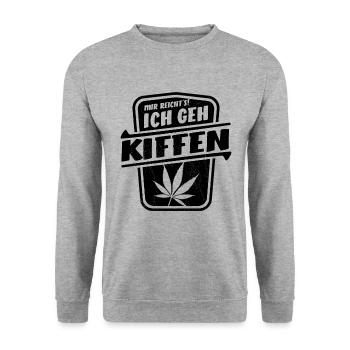 Mir reicht's ich geh Kiffen - Cannabis - legal - Unisex Pullover - Weißgrau meliert - Vorne - Alina (178cm) & Michal (187cm)