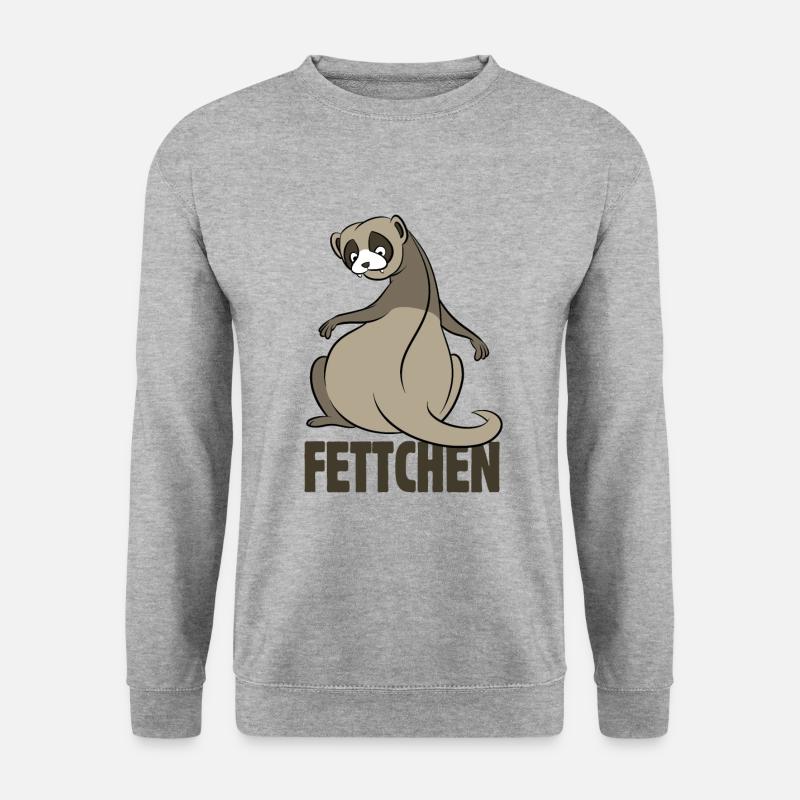 Fettchen - Frettchen mit dickem Po - Geschenk - Unisex Pullover - Weißgrau meliert