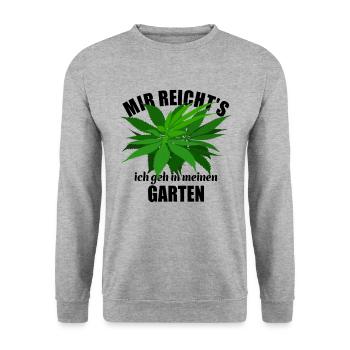 Mir reicht's ich geh in meinen Garten - Hanf - Unisex Pullover - Weißgrau meliert - Vorne - Alina (178cm) & Michal (187cm)