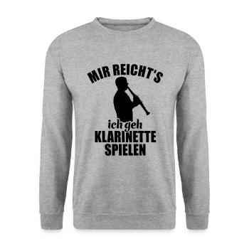 Mir reicht's ich geh Klarinette spielen - Unisex Pullover - Weißgrau meliert - Vorne - Alina (178cm) & Michal (187cm)