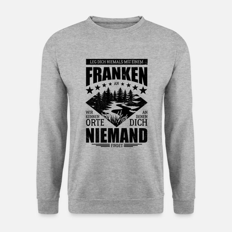 Leg dich nie mit einem Franken an - Spruch - Unisex Pullover - Weißgrau meliert