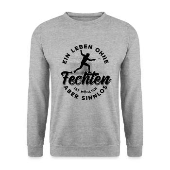Ein Leben ohne Fechten ist möglich aber sinnlos - Unisex Pullover - Weißgrau meliert - Vorne - Alina (178cm) & Michal (187cm)