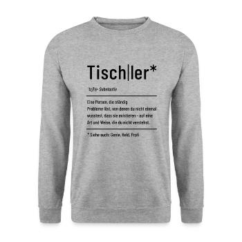Tischler - Definition - Lexikon - Unisex Pullover - Weißgrau meliert - Vorne - Alina (178cm) & Michal (187cm)