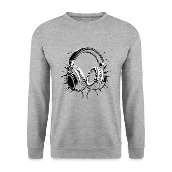 Casque - Musique - Écouter de la musique - Sweat-shirt Unisexe - gris chiné - Devant - Alina (178cm) & Michal (187cm)