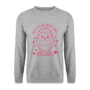 Juste une fille qui aime les hérissons - Dessin animé - Sweat-shirt Unisexe - gris chiné - Devant - Alina (178cm) & Michal (187cm)