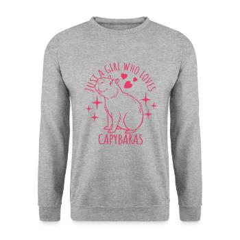 Just a girl who loves capybaras - Cartoon - Unisex Pullover - Weißgrau meliert - Vorne - Alina (178cm) & Michal (187cm)