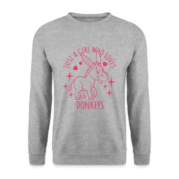 Just a girl who loves donkeys - Cartoon - Unisex Pullover - Weißgrau meliert - Vorne - Alina (178cm) & Michal (187cm)