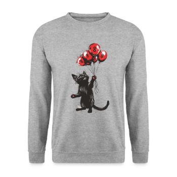8 Jahre Geschenk 8. Geburtstag Katze - Unisex Pullover - Weißgrau meliert - Vorne - Alina (178cm) & Michal (187cm)