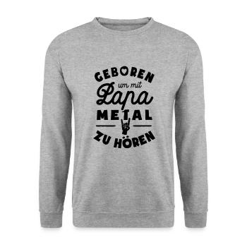 Geboren um mit Papa Metal zu hören - Unisex Pullover - Weißgrau meliert - Vorne - Alina (178cm) & Michal (187cm)