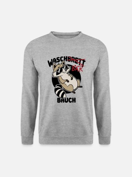 Waschbär Bauch - Waschbrett Bauch Geschenk - Unisex Pullover - Weißgrau meliert