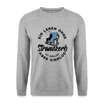 Ein Leben ohne Strandkorb ist möglich aber sinnlos - Unisex Pullover - Weißgrau meliert - Vorne - Alina (178cm) & Michal (187cm)