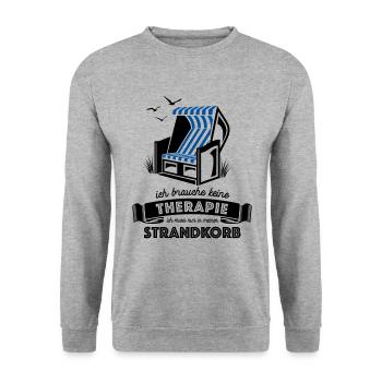 Ich brauche keine Therapie - Strandkorb - Unisex Pullover - Weißgrau meliert - Vorne - Alina (178cm) & Michal (187cm)