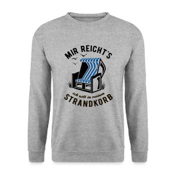 Mir reicht's ich will in meinen Strandkorb - Meer - Unisex Pullover - Weißgrau meliert - Vorne - Alina (178cm) & Michal (187cm)