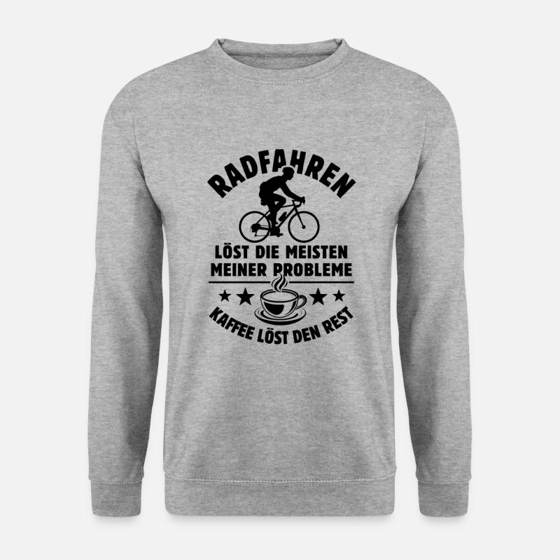 Radfahren löst meine Probleme - Kaffee Spruch - Unisex Pullover - Weißgrau meliert