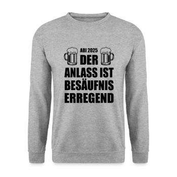 Abi 2025 besäufniserregend - Abitur - Spruch - Unisex Pullover - Weißgrau meliert - Vorne - Alina (178cm) & Michal (187cm)