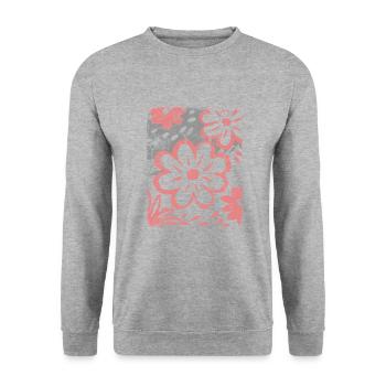 Blumen - Frühling - Sommer - Spruch - Unisex Pullover - Weißgrau meliert - Vorne - Alina (178cm) & Michal (187cm)