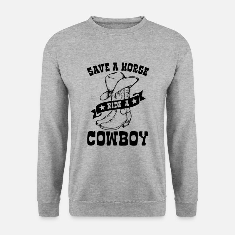 Save A Horse, Ride A Cowboy - Spruch - Unisex Pullover - Weißgrau meliert