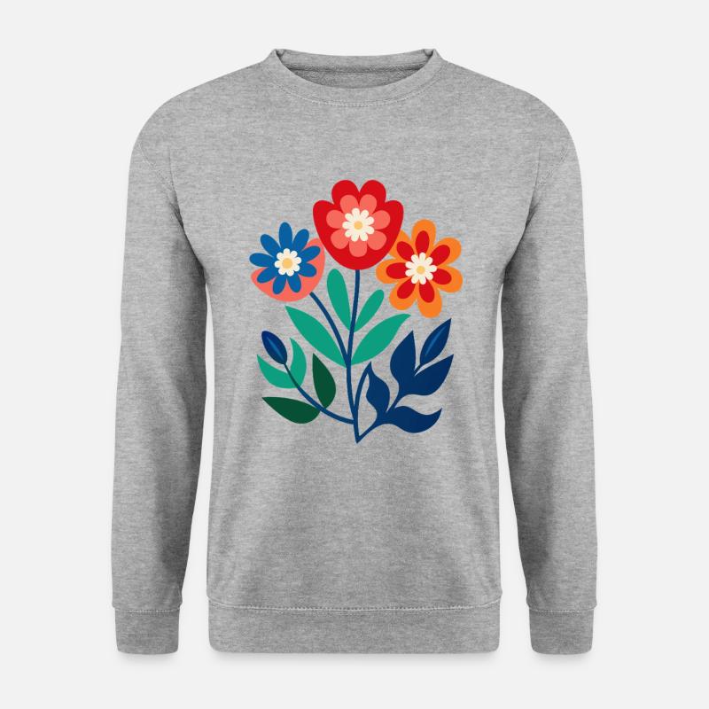 Blumen - Frühling - Sommer - Blüten - Unisex Pullover - Weißgrau meliert