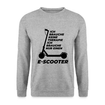 Ich brauche keine Therapie - E-Scooter - Unisex Pullover - Weißgrau meliert - Vorne - Alina (178cm) & Michal (187cm)