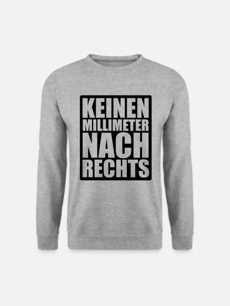Keinen Millimeter nach rechts - gegen Hetze - Unisex Pullover - Weißgrau meliert
