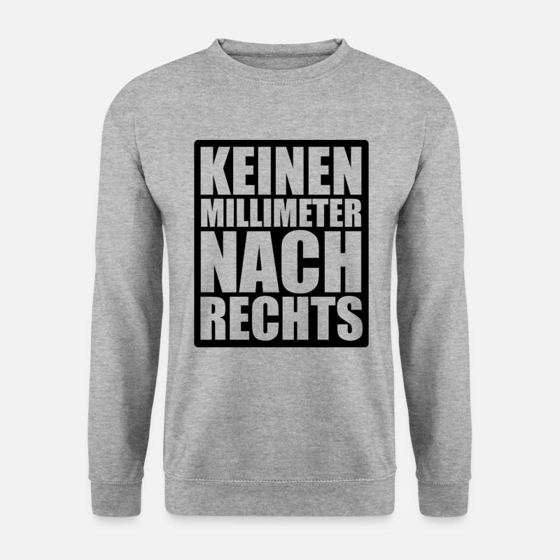 Keinen Millimeter nach rechts - gegen Hetze - Unisex Pullover - Weißgrau meliert